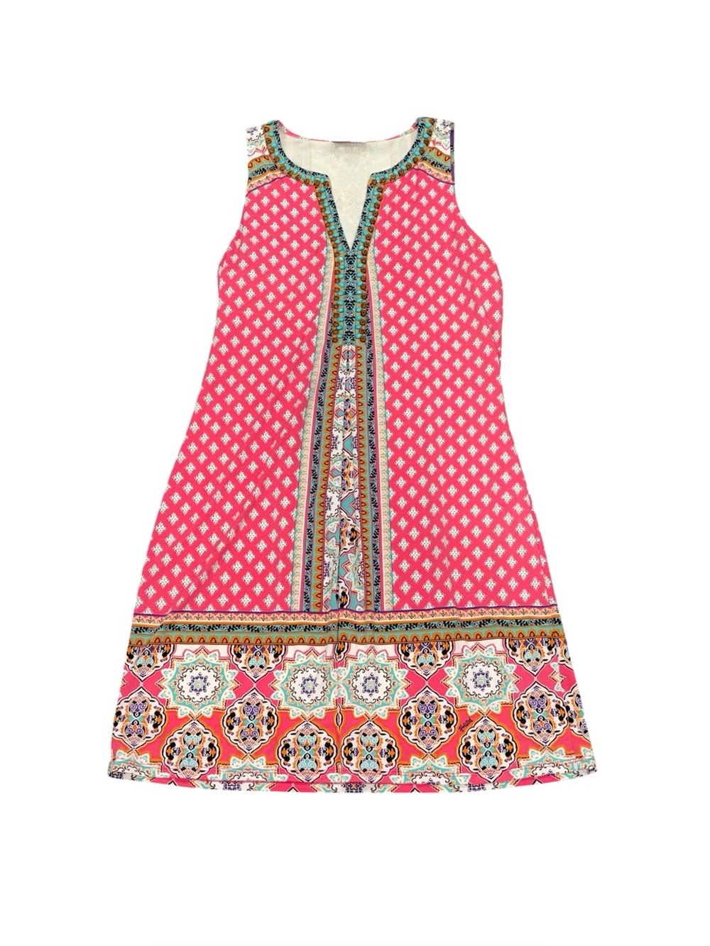 376. Hale Bob Women’s Vintage Cottage Pink Printed Sleeveless A-Line Dress